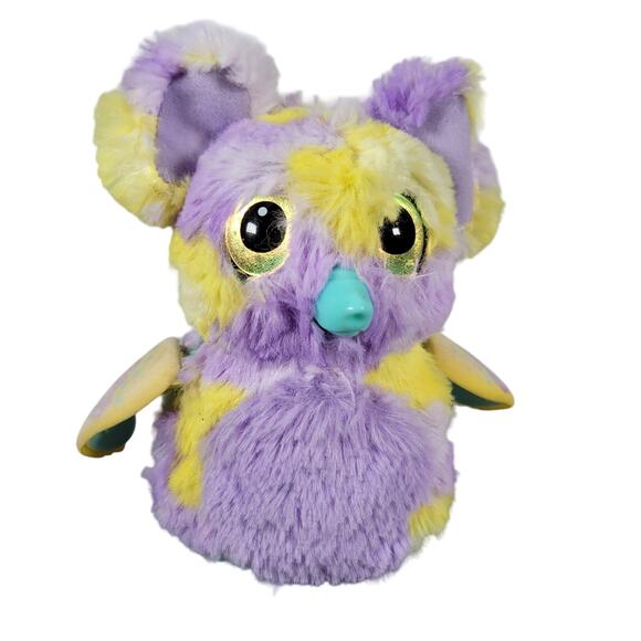 Hatchimals Interactive Plush Toy, Purple Yellow, Eyes Light Up, Works, 7" - Picture 12 of 14